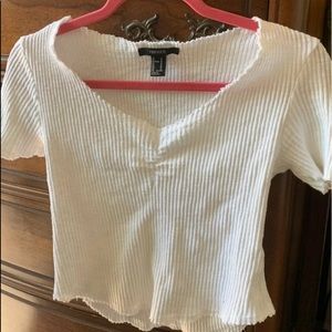 White scrunched up Top